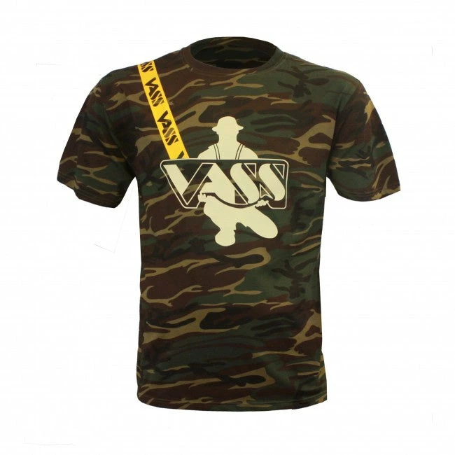 T-Shirts Vass Khaki Camo Tshirt With Yellow Printed Strap 3 T-Shirts Vass Khaki Camo Tshirt With Yellow Printed Strap