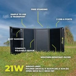 RidgeMonkey Vault USB-A PD 21W Solar Panel Power & Lighting