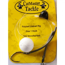 Catmaster Polyball Livebait Rig White Barbless 30lb Mono Catfish Terminal