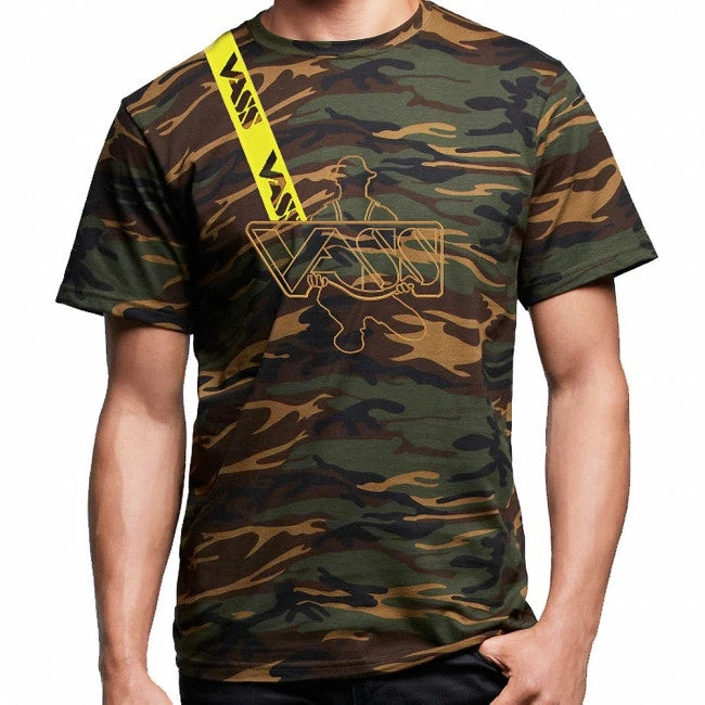 Vass Cotton Camo Tshirt With Yellow Printed Vass Brace T-Shirts 3 Vass Cotton Camo Tshirt With Yellow Printed Vass Brace T-Shirts