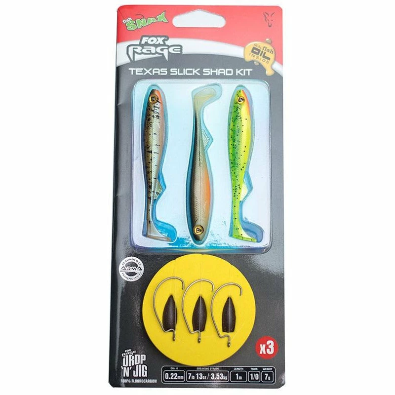 Fox Rage Texas Slick Shad Kit 1m Soft Plastic Baits 3 Fox Rage Texas Slick Shad Kit 1m Soft Plastic Baits